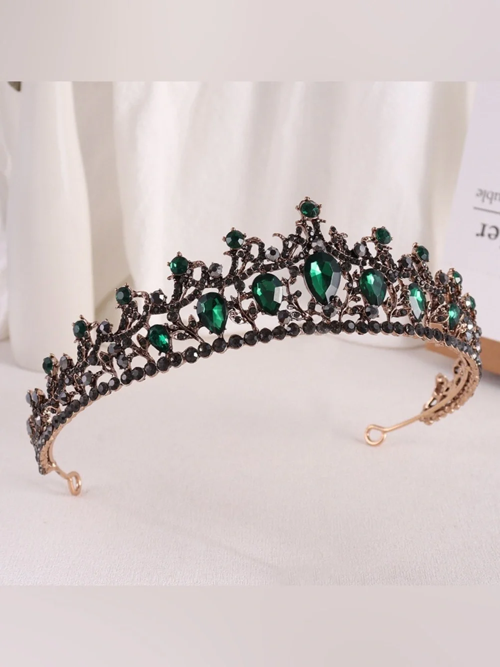 Regal Emerald Crystal Tiara Headband - Women Accessories
